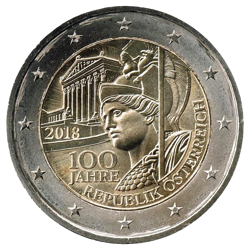 2 euros conmemorativa 100 Años de la República de Austria Año 2018